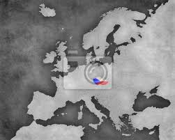 Miasta republiki czeskiej na mapach. Naklejka Mapa Europy Czechy B W Na Wymiar Flaga Czarny Papier Redro Pl