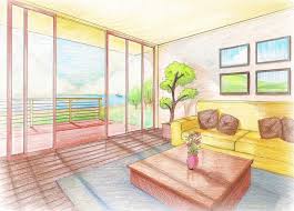 Living Room Perspective Perspective Room Drawing Interior Perspective Art