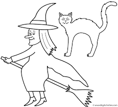 Can the kids draw one for her sitting on the broomstick, then colour in the. Witch On Broom With Black Cat Coloring Page Halloween