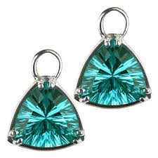 Designer Silver 8mm Trillion Caribbean Blue Topaz Interchangeable Gemstone Earrings Gemstone Earrings Dangle Gemstone Earrings Design Silver