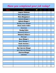 student job check off chart