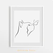 Cat Line Art One Line Drawing Cat Drawing Minimal Cat Etsy Line Art Drawings Line Art Line Drawing