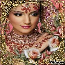 Traditional Bride From India. portrait/ flowers, roses/ animation/ gold framed/ traditional bride/ romantic, love; Tags: Woman animation bride flowers india - 801944950_807554