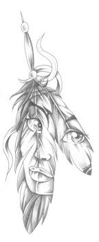 Both the arrow and the feather can be linked to native american culture. Tattoo Face In A Feather Native American Indian Style Pretty Beauty Face Drawing Indian Feather Tattoos Native Tattoos Native American Tattoos