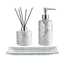 Check out our lotion tray selection for the very best in unique or custom, handmade pieces from our увлажнение shops. Whole Housewares Bathroom Accessories Set 3 Piece Glass Mosaic Bath Accessory Completes Including Soap Lotion Dispenser Diffuser Bottle Vanity Tray White Buy Online In Guernsey At Guernsey Desertcart Com Productid 107030479