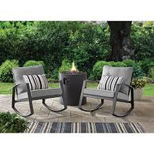 Mainstays Asher Springs 2 Piece Grey Steel Cushioned Rocking Chair Set Walmart Com Rocking Chair Set Patio Rocking Chairs Rocking Chair