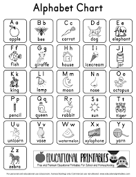 Alphabet Charts Colored And Black And White