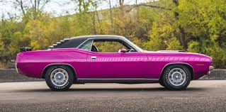 Rare 1970 Plymouth Cuda In Fm3 Moulin Rouge Pink With A Pink Doppler Stripe Muscle Cars Classic Cars Dodge Muscle Cars