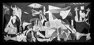In 1937 pablo picasso painted guernica, a mural that was the centerpiece for the spanish pavilion of the world's fair in paris. Amazon Com Buyartforless If Mus250 40x18 2 Black Framed Guernica 1937 By Pablo Picasso 40x18 Museum Art Print Poster Black White Gray Posters Prints