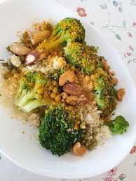 Maybe you would like to learn more about one of these? Fast Food Frozen Broccoli Canned Peas And Leftover Couscous Topped With Turmeric And Pepper And Mustard Seed And Nuts Perfect Combination Dining And Cooking