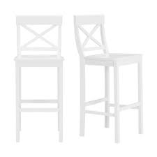 Stylewell Cedarville White Wood Bar Stool With Cross Back Set Of 2 19 42 In W X 44 15 In H Dc 2005 Bar Wh The Home Depot White Wood Bar Stools White Bar