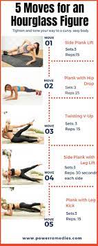 To get the perfect hourglass figure, you will need a proper diet and effective workouts for the hourglass figure. 5 Moves For An Hourglass Figure Figure Hourglass Moves Easy Workouts Fitness Body Workout Routine