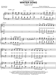 Download Sara Bareilles Winter Song Satb Choir Piano Choral Sheet Music In C Minor Download Print Sku Mn0109786