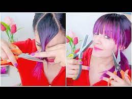 طريقة قص الغره بنفسك في المنزل كيف تقصين شعرك بطريقة سهلة جدا وبسيطة Youtube Hair Styles Hair Wrap Hair