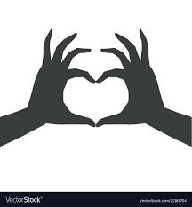 Dark silhouette heart shaped hand anime manga Vector Image