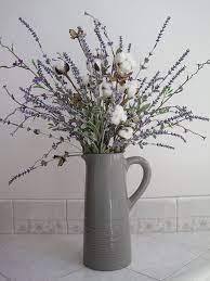Farmhouse Floral Arrangement 28 Tall Floral Centerpiece Imported Ceramic Vase Cotton Bolls Purple Fi Farmhouse Vases Home Floral Arrangements Ceramic Vase