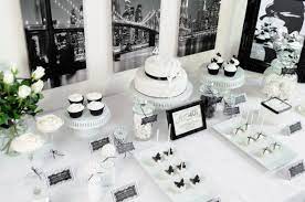 Yunxuan black red white party decorations, hanging paper fans paper lanterns star garland balloons for mickey mouse party casino theme party birthday supplies 4.5 out of 5 stars 22 $15.99 $ 15. Kara S Party Ideas Stylish Black And White Fortieth Birthday Party Decor Ideas Cake