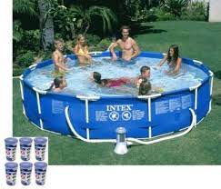 intex 12 x 30 metal grey frame set swimming pool with 530 gph pump filters 28211eh 수조