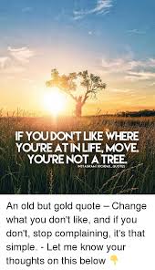 Not happy in a relationship? If Youdon T Like Where Youre Atin Life Move Youre Not A Tree Instagram I Richdad Quotes An Old But Gold Quote Change What You Don T Like And If You Don T Stop Complaining