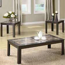 Faux marble coffee table set for living room is crafted from high quality hardwood and powder coated metal. Faux Marble 3 Piece Occasional Table Set By Coaster 701535