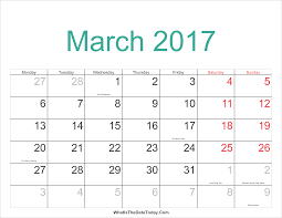 There are as many national days in april as there are flowers, and we're excited to celebrate them all with you! March 2017 Calendar Printable With Holidays Whatisthedatetoday Com