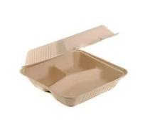 [20 Pack] 9 Inch 3-Compartment Compostable Hinged Take Out Food Container -  Sugarcane Bagasse, Tree Free - Restaurant Supplies, Microwavable, ...