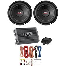 Best car amplifier buying guide. Pyle Plpw12d 12 3200w Car Subwoofers Stereo Subwoofer Subs 2 Pack Boss Ar12002 1200w 2 Channel 2 Ohm Amplifier Soundstorm Aks8 Amp Kit Target