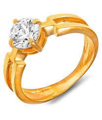 Mahi Gold Plated Bold Vogue Solitaire Finger Ring Made With Swarovski Zirconia For Women Fr1105006g