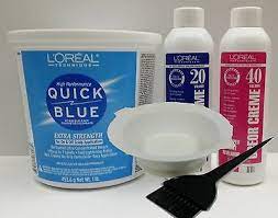 Schwarzkopf blonde me premium lift 9 at amazon this formula offers up to nine levels of lift, which makes it powerful enough to help you go platinum. Loreal Blue Hair Bleach Lightener Powder 16oz Developer Creme 8oz Bowl Brush Ebay