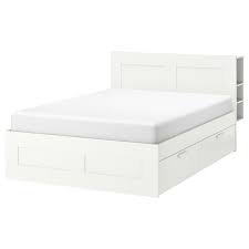 brimnes white luroy bed w storage and headboard 180x200 cm ikea in 2020 white bed frame headboard storage bed frame with storage
