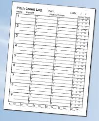 ballcharts baseball pitch count forms