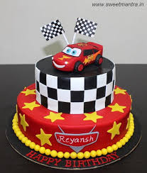 Car Themed Birthday Cake Designs For 2 Year Old Boy With Name Disney Pixar Cars Lightning Mcqueen Theme Customized 2 Layer Designer Fondant Cake With Edible 3d Mcq Bolo Carros Bolo De Mcqueen Bolo De Aniversario De Carros
