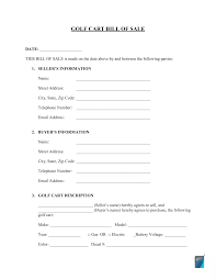Golf cart bill of sale. Free Golf Cart Bill Of Sale Form Template Formspal
