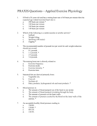 Praxis Questions Applied Exercise Physiology