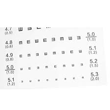 Healifty Standard Eye Chart Waterproof Vision Test Chart For