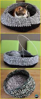 Which one of these is your favorite? 59 Crochet Cat Beds Ideas Crochet Cat Crochet Cat Bed Crochet