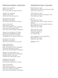 Hanya kau yang aku sayangi sumpah mati bukan maksud di hati. Lirik Lagu