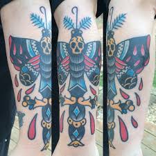 Tattooing human ideas, emotions, and memories since 2009. Honkytattooer Moth Dagger Folk Traditional Weird Dagger Moth
