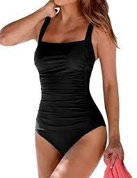 Hilor Women S One Piece Swimsuits Shirred Tank Swimwear Vintage Tummy Control Bathin Plus Size Swimwear Tummy Control Bathing Suits Women S One Piece Swimsuits