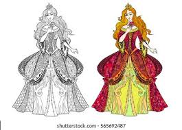 Try to color these beautiful dresses to your own pretty designed colors! Princess Page Adult Coloring Book Girl Stock Vector Royalty Free 565692487