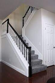 Before And After A Stair Banister Renovation Stair Banister Black Stair Railing Stairs