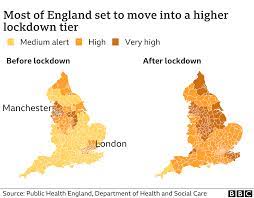 Further lockdown measures have been announced in the uk in the face of rising numbers of coronavirus infections. R Number For Uk Below 1 For First Time Since August Bbc News
