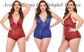 Avidlove Women Teddy Lingerie Nightwear Sexy One Piece Lace Mesh Babydoll Chemise With Low Back Design