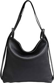 Ambramoda Italienische Ledertasche Damen Handtasche Rucksack 2 In 1 Damenrucksack Daypack Schultertasche Damen Handtasche Beutel Gl019 Schwarz Xl Borse