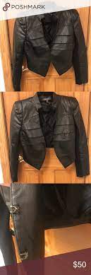 Black Faux Leather Jacket Gracia Faux Leather Moto Jacket Shoulder Pads Two Front Hook And Eye Leather Jacket Black Faux Leather Jacket Faux Leather Jackets
