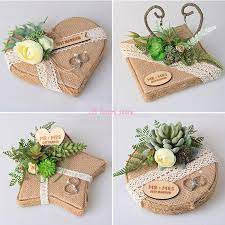 Promotion Free Shipping 1pcs Custom Logo Succulent Plant Wedding Ring Cushion Which Is Engage Ring Box Wedding Diy Wedding Ring Cushion Wedding Gifts Packaging