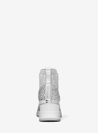 Skyler Crystal Embellished Metallic Stretch Knit Sock Sneaker Michael Kors
