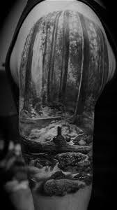 Black And White Space Tattoo Half Sleeve Black And Grey Nature Realism Tattoo Half Sleeve Tattoos For Guys Nature Tattoos Half Sleeve Tattoos Designs