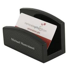 Personalize them for unique corporate gifts! Curved Desktop Business Card Holder