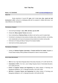 Sample Resume Format For 8 Months Experience Sample Resume Format Internship Resume Resume Format
